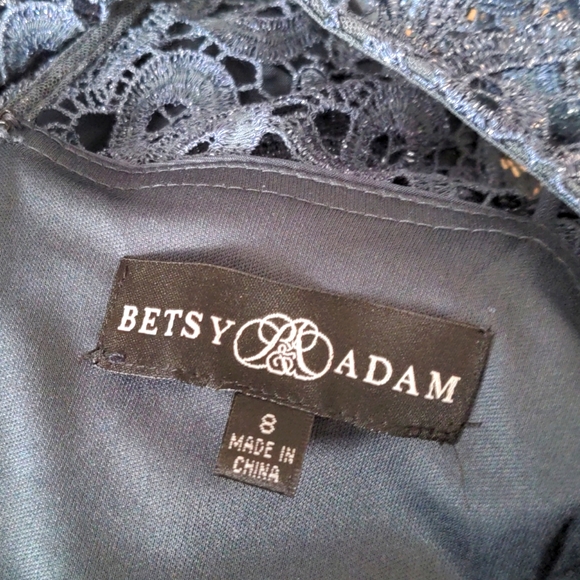 Betsy & Adams cocktail party metallic blue/grey one piece dress - Picture 5 of 7